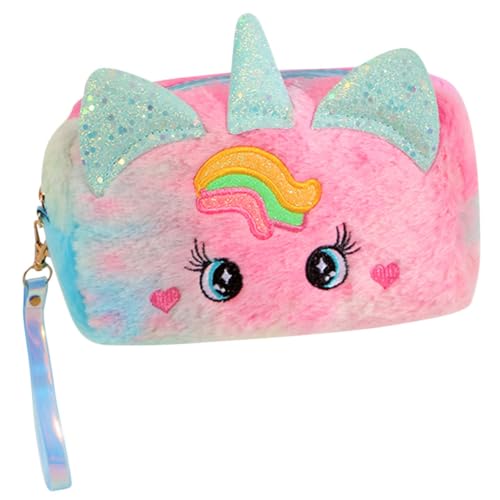 Ciieeo Federmäppchen Einhorn Stifttasche Make-up-Tasche Für Mädchen Outdoor-Kosmetiktasche Flauschige Stiftetaschen Reise-Make-up-Tasche Plüsch Tasche Mit Kordelzug Fräulein Klein von Ciieeo