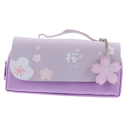 Ciieeo 1stk Mäppchen Reißverschlüsse Stifttasche Bleistiftbeutel Für Mädchen Stift-Organizer-Halter Gouache-stiftbeutel Pinseltasche Oxford-Stoff Violett Schüler China Kirschblüten von Ciieeo