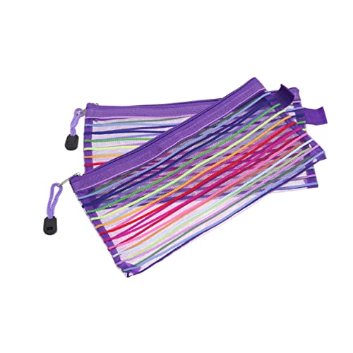 Ciieeo 12Stücke Nylon Mesh Aufbewahrungstasche mit Reißverschluss in Regenbogenstreifen für Bürobedarf Kosmetik und Reise Langlebig und Leicht von Ciieeo
