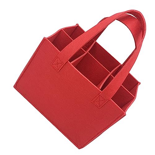 Ciieeo Filztasche für Weinflaschen Flaschen Rot mit Tragegriff Faltbare und Robuste Flaschentüte aus Hochwertigem Filz Praktische Geschenktasche für Weintransport und Flaschenverpackung von Ciieeo