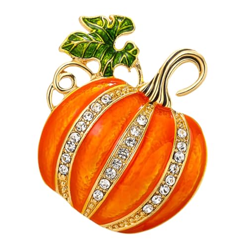 Ciieeo Funkelnde Kürbis Brosche mit Strassbesatz Leichter Halloween Anstecker Kreatives Design für Pullover Cardigans Jacken Festlicher Schmuck für Damen von Ciieeo