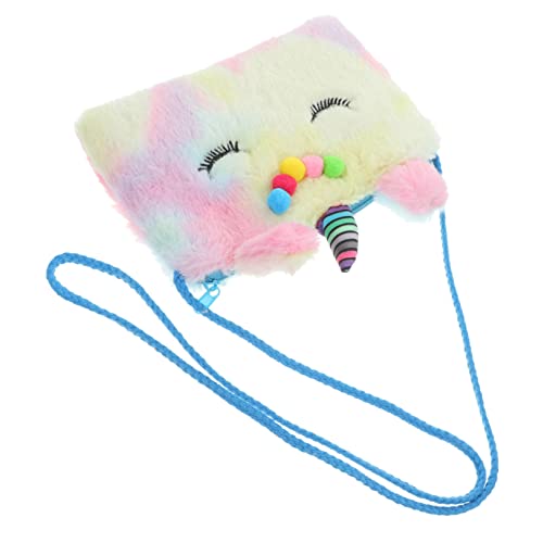 Ciieeo Geldbörse Flauschige Tiertasche Plüsch-Clutch-Tasche Umhängetaschen Mit 3D-einhörnern Plüsch Umhängetasche Crossbody-Aufbewahrungstasche Flanell Kleinkind Eine Schulter Handtasche von Ciieeo