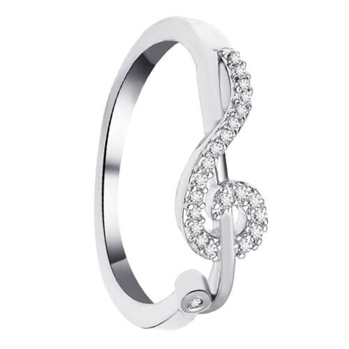 Ciieeo Notenring Frauen Fingerring Ring in Musiknotenform Einfacher Fingerring Weiblicher Fingerring Frauen-accessoire Musik-fingerring Silber Legierung von Ciieeo
