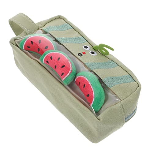 Ciieeo Federmäppchen Obst Rosa Federmäppchen Süße Canvas-Tasche Federmäppchen Wassermelone Großes Federmäppchen Kosmetiktasche Wassermelone Mädchen Segeltuch Aufbewahrungstasche Karikatur von Ciieeo