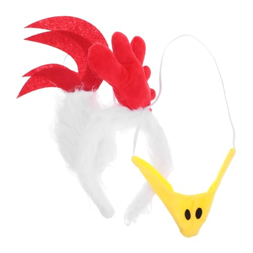 Ciieeo Stirnband Hahn Plüsch Tier Kostüm Haarband Kopfbedeckung Accessoire Anzug Bopper Requisite Dekoration Erntedankfest Ohr Bauernhof Halloween von Ciieeo