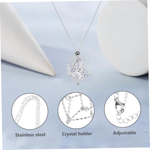 Ciieeo Verstellbarer Kristallsteinhalter Halskette Käfig Anhängerhalter Schmuckseil Damen Herren Modeschmuck Geschenkoption Langlebig Robust von Ciieeo