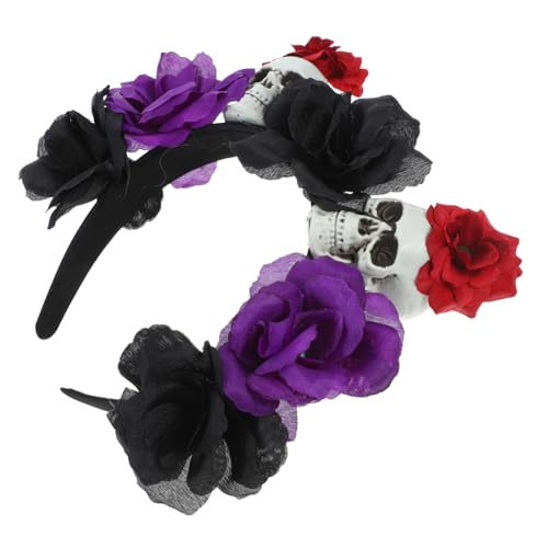 Ciieeo -blumenstirnband Doppelskelett Rose Haarschmuck Party-haarband Halloween Schulparty Zubehör Cosplay-requisiten von Ciieeo