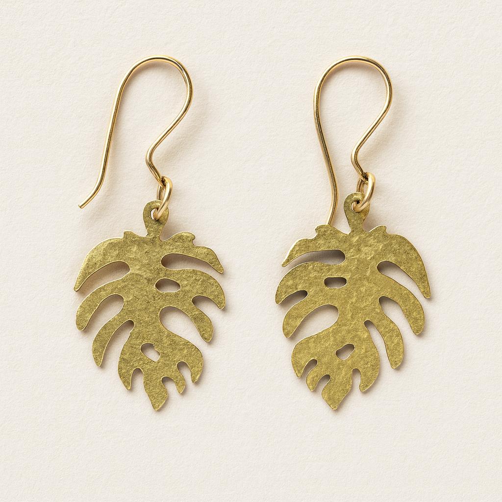 Goldene Statement Ohrringe, Monstera Blatt Ohrringe Gold, Schmuckgeschenk Für Sie, Naturliebhaber von CiioBerlin