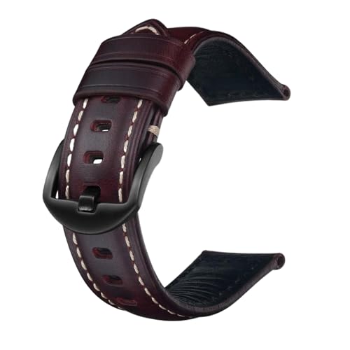 Cijinon Uhrenarmband Ölwachs Rindsleder 20mm 22mm, Weinschwarz, 22mm Cijinon Uhrenarmband Ölwachs Rindsleder 20mm 22mm, Weinschwarz, 22mm von Cijinon