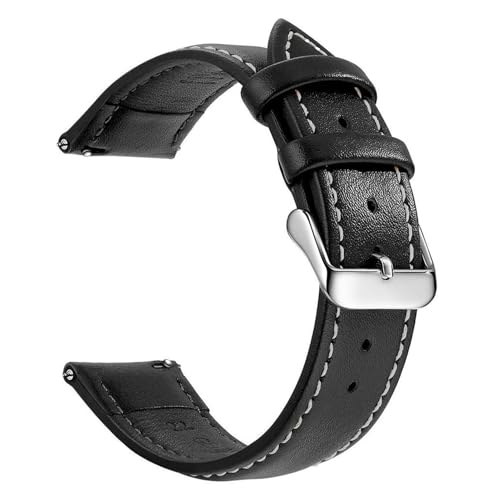 Cijinon Uhrenarmband Universal Leder 18mm-22mm, Schwarz 2, 20mm von Cijinon