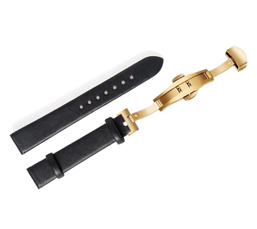 Cijinon Uhrenarmband aus echtem Leder mit Schmetterlingsverschluss, 8 mm-22 mm, 12 mm, Leder von Cijinon