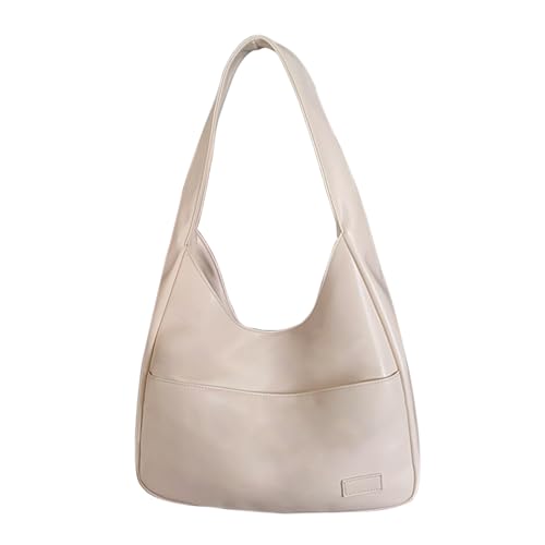 Shoulder Bag for Women, Solid Color Genuine Leather Shoulder Bag Tote Handbag Big Capacity Travel Purse Weekender Bag Shopper (White) von Cikcourp