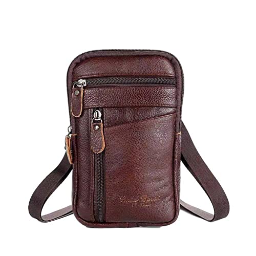 1 x Mehrzweck-Schultertasche, für Herren, Leder, Gürtel, Diebstahl, modische Taille, Schultertasche, PU-Tasche, Umhängetasche, Reißverschluss, Geldbörse, coffee von Cikiki