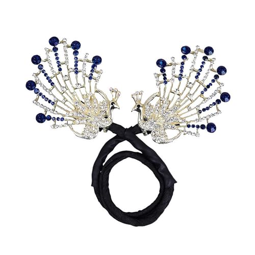 Elegant Lazy Hair Lockenwickler, Luxus Elegant Strass Pfau Flügel Elegant Französisch Twist Hair Bun Maker Twist Feder Haarnadel für langes dickes Haar Haarschmuck für Frauen von Cikiki