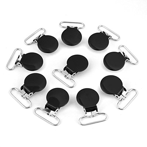 10Pcs Metall Straps Clips Schnuller Clips 25mm Metall Schnullerketten Klammer Clips Hosenträger Verschluss für elastische Träger Hosen und Jeans(10 * 8 * 5cm-schwarz) von Cikonielf