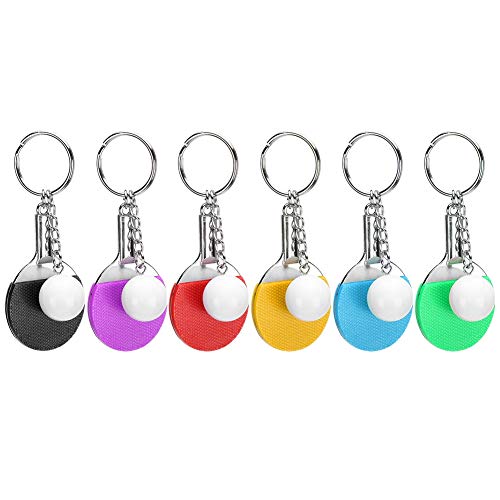 6Pcs Tischtennis Schlüsselring Niedlich Mini Ping Pong Design Anhänger Schlüsselanhänger Schlüsselringe mit Schläger und Ball für Sportliebhaber Fans Geschenk Karneval Preise von Cikonielf