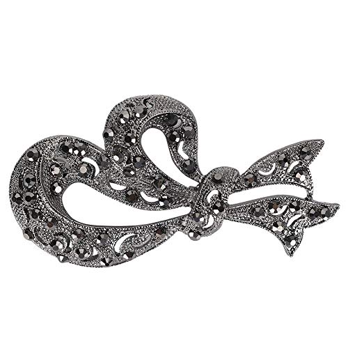 Strass schwarze Blume Broschen Frauen Vintage antike Silber Vintage Legierung Strass Brosche Legierung Revers Pin Schal Kleidung Dekoration Zubehör(#2036) von Cikonielf