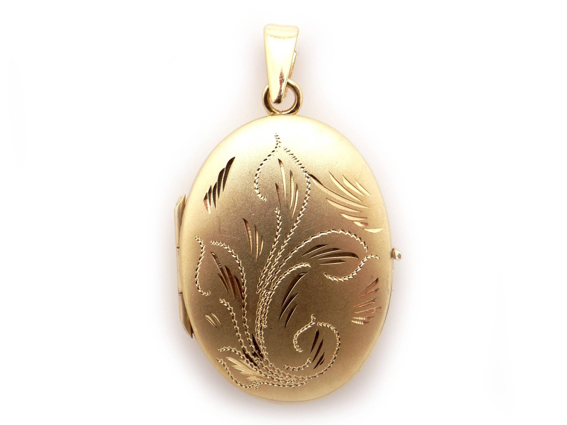 14K Gelbgold Ovale Blume Bild Meloillon Anhänger Charm von CileoneJewelers