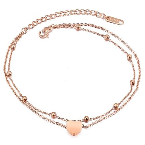 Cilla Jewels Damen Doppel Fußkettchen mit Herz Rose von Cilla Jewels