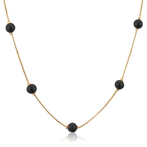 Cilla Jewels Damen Halskette Edelstahl Vergoldet Gold Schwarz Perlen von Cilla Jewels