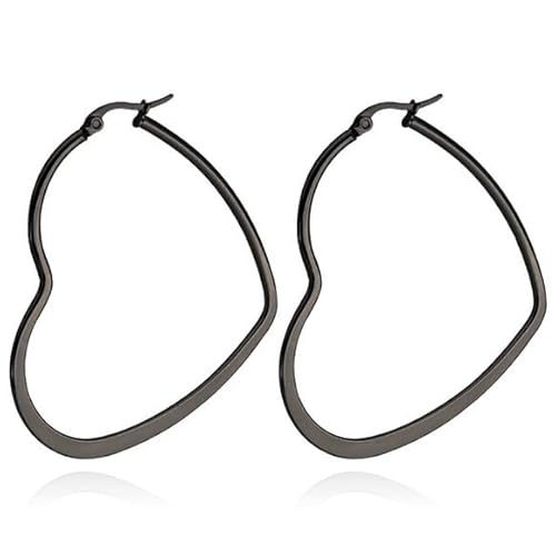 Cilla Jewels Damen Ohrringe Edelstahl Schwarz Herz-50mm von Cilla Jewels