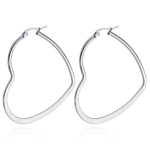 Cilla Jewels Damen Ohrringe Edelstahl Silber Herz 50mm von Cilla Jewels