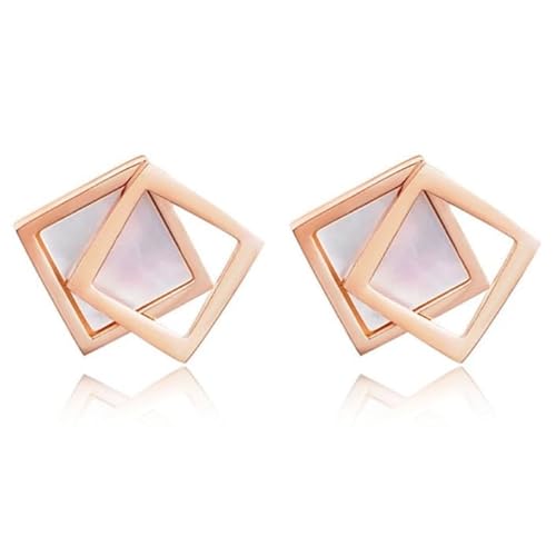 Cilla Jewels Damen Ohrstecker Double Square Shell Rose Weiß von Cilla Jewels