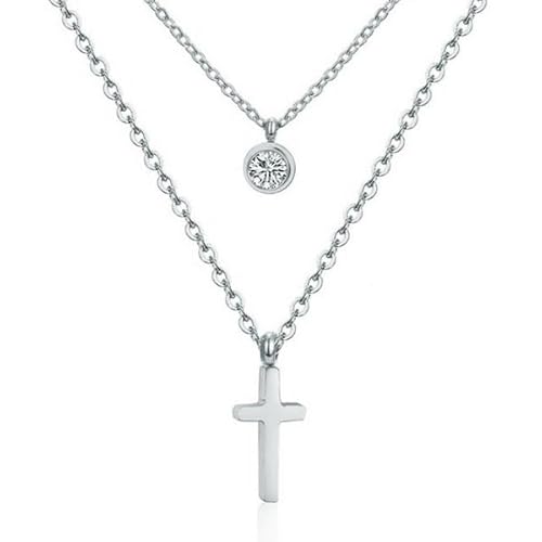 Cilla Jewels Geschichtet Damen Halskette Edelstahl Silber Kreuz von Cilla Jewels
