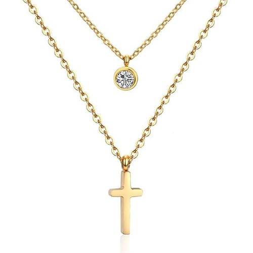 Cilla Jewels Geschichtet Damen Halskette Edelstahl Vergoldet Gold Kreuz von Cilla Jewels