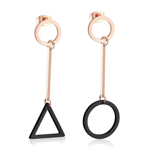 Cilla Jewels Kreis Dreieck Ohrringe Edelstahl Rose mit Schwarz von Cilla Jewels