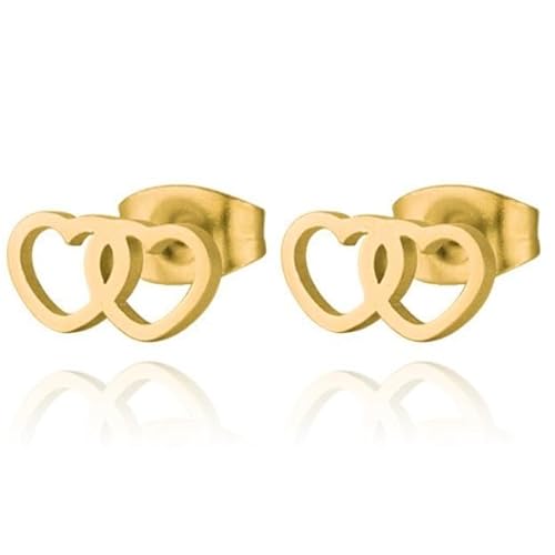 Cilla Jewels Ohrstecker Edelstahl Doppel Herz Gold von Cilla Jewels