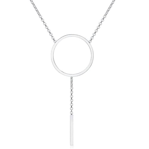 Damen Halskette Cilla Jewels Edelstahl Silber Kreis Stange von Cilla Jewels
