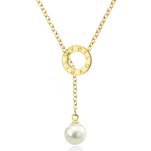 Cilla Jewels Dames ketting Edelstaal Verguld Goudkleurig Love Disc Parel von Cilla Jewels