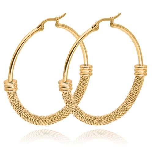 Damen Ohrringe Ringe Gold aus Edelstahl - 50mm von Cilla Jewels