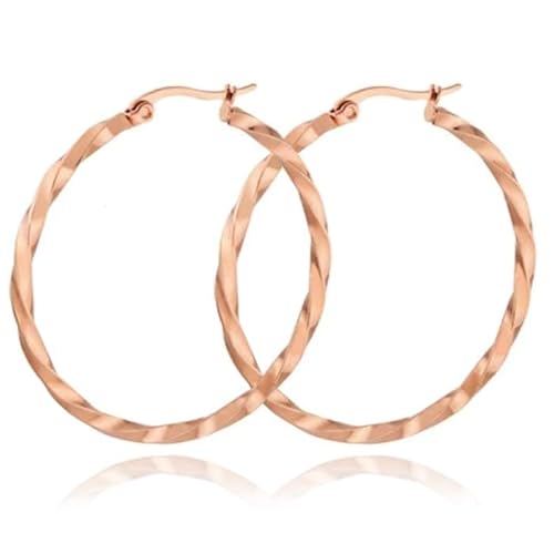 Damen Ohrringe Ringe Rose farbig Gedreht Edelstahl - 50mm von Cilla Jewels