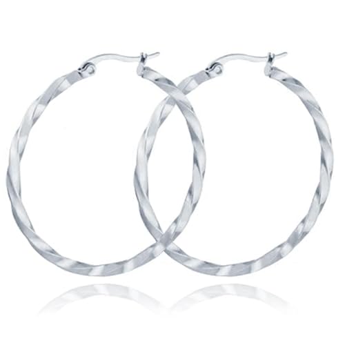 Damen Ohrringe Ringe Silber farbig Gedreht Edelstahl - 30mm von Cilla Jewels