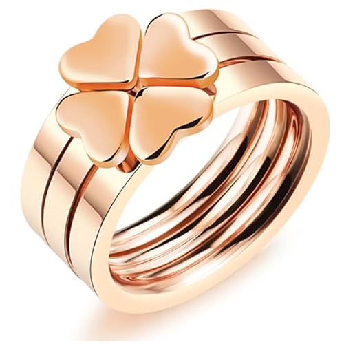 Damenring Rosegold Stahl Drei Teil Herzen-20mm von Cilla Jewels