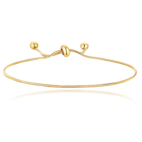 Feines Goldfarbenes verstellbares Armband für Damen aus Edelstahl von Cilla Jewels