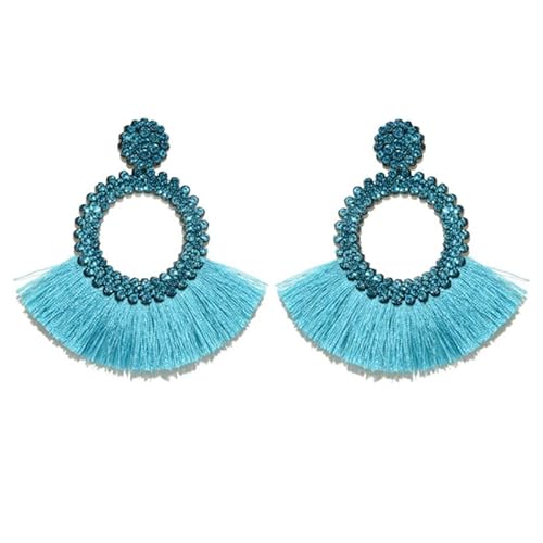 Fransen Ohrringe mit Hellblau Strass von Cilla Jewels von Cilla Jewels