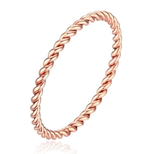Gedrehte Elegante Damen Ring Edelstahl Vergoldet Rose Bunt-19mm von Cilla Jewels