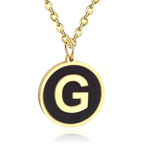 Goldfarbene Damen Gliederkette mit Schwarz Kettenanhänger Buchstabe G von Cilla Jewels
