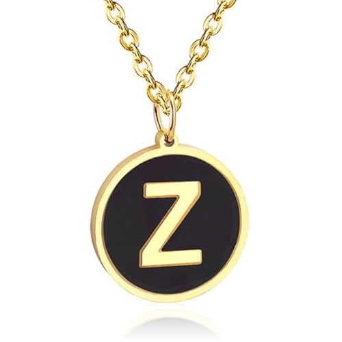 Goldfarbene Damen Gliederkette mit Schwarz Kettenanhänger Buchstabe Z von Cilla Jewels
