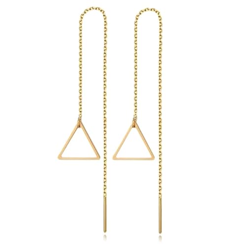 Goldfarbene Dreieck Ohrringe Damen Halskette aus Edelstahl von Cilla Jewels