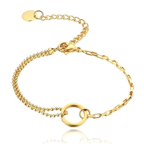 Goldfarbenes Gliederarmband Damen mit Münze und Musketon von Cilla Jewels