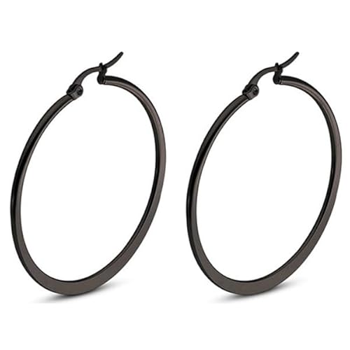 Hoop Ohrringe Cilla Jewels Edelstahl Schwarz/50mm von Cilla Jewels