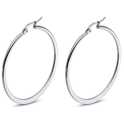 Hoop Ohrringe Cilla Jewels Edelstahl Silber-40mm von Cilla Jewels