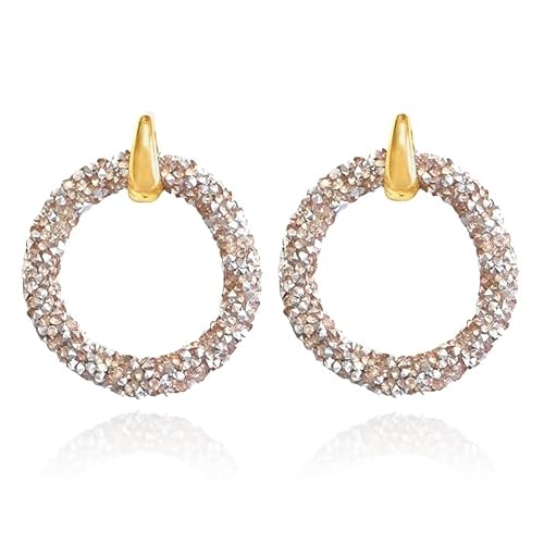 Runde Ohrringe Gold mit silberfarbenen Kristallen von Cilla Jewels