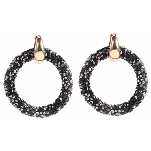 Runde Ohrringe Kristall Schwarz Gold von Cilla Jewels
