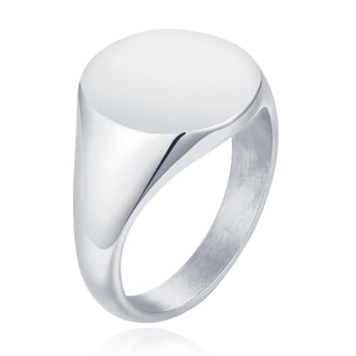Silberfarbene Damen Siegelring aus Edelstahl-17mm von Cilla Jewels