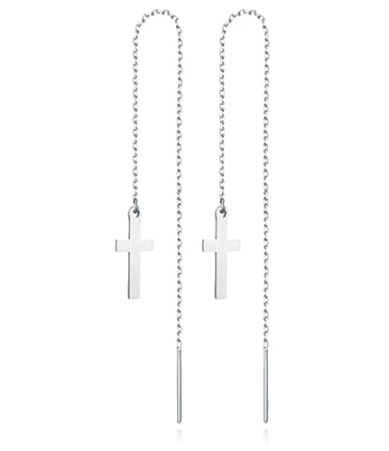 Silberfarbene Halskette Ohrringe Damen mit Kreuz aus Edelstahl von Cilla Jewels